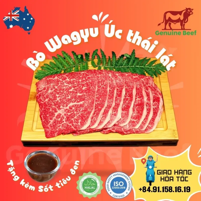 Bò Wagyu Úc thái lát kèm sốt tiêu đen