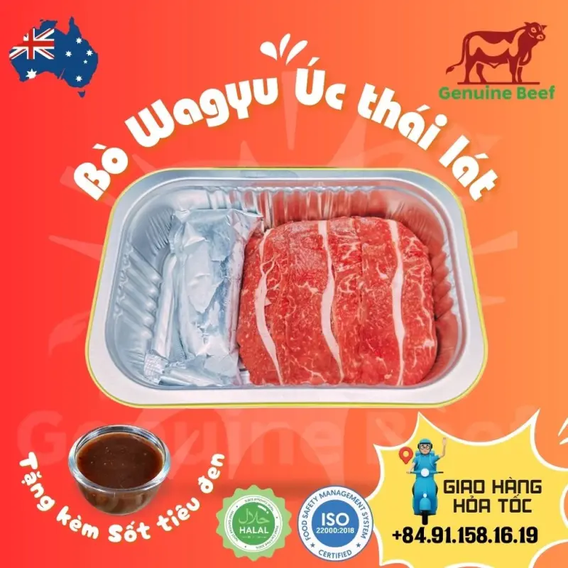 Bò Wagyu Úc thái lát kèm sốt tiêu đen