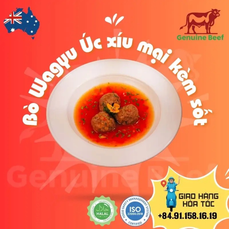  Bò Wagyu Úc xíu mại kèm sốt